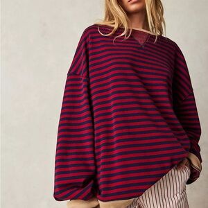 We the Free Classic Striped Oversized Crewneck